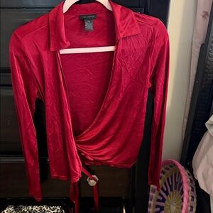 The Limited Crimson Wrap-Front Long Sleeve Top